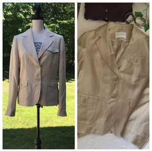 BANANA REPUBLIC Tan Linen Silk Blazer NEW - 12